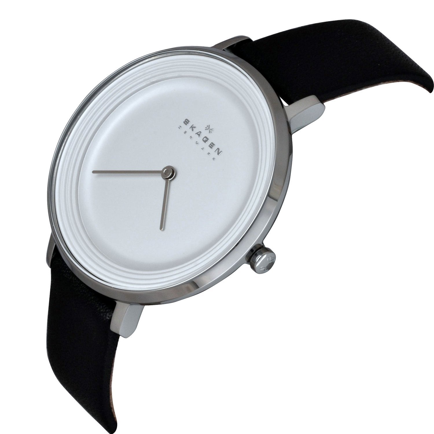 Skagen Ditte Silver Dial Black Leather Ladies Watch SKW2261