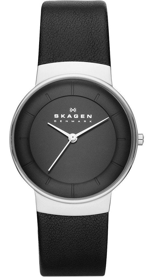 Skagen Klassik Black Dial Leather Strap Ladies Watch SKW2059