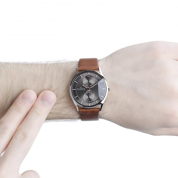 Skagen Holst Charcoal Dial Brown Leather Men's Watch SKW6086