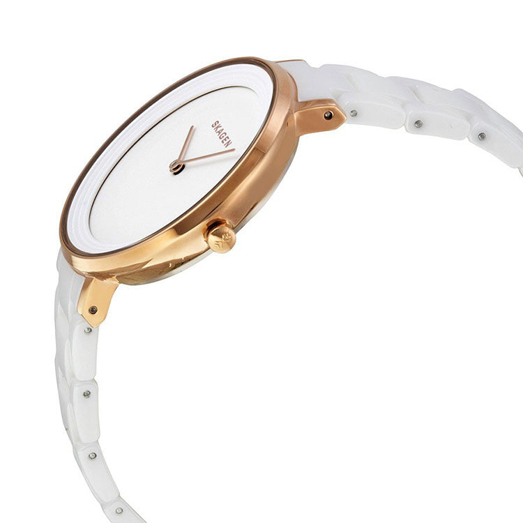 Skagen Ditte Rose Gold Ceramic Bracelet Ladies Watch SKW2316