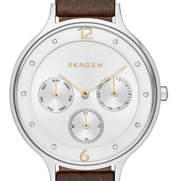 Skagen Anita Burgundy Leather Strap Ladies Watch SKW2394