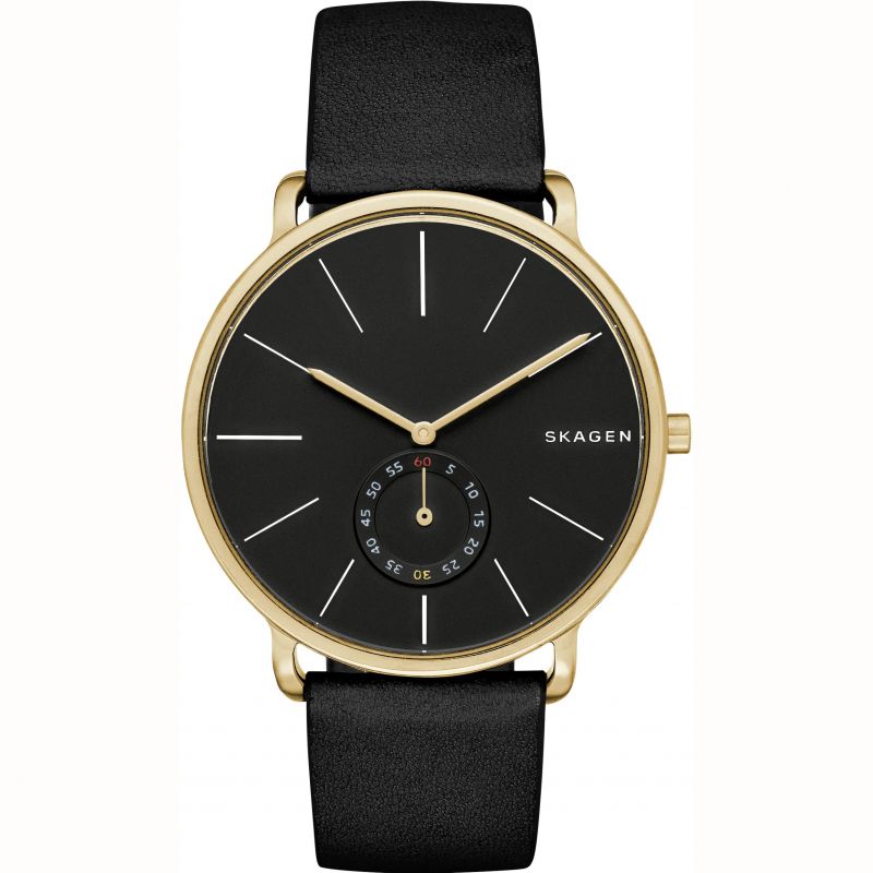 Skagen Hagen Black Dial Leather Watch SKW6217