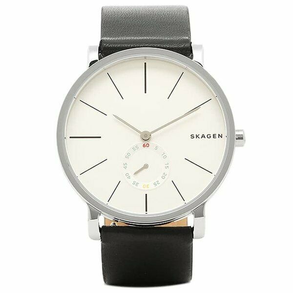 Skagen Hagen Silver Dial Black Leather Strap Watch SKW6274