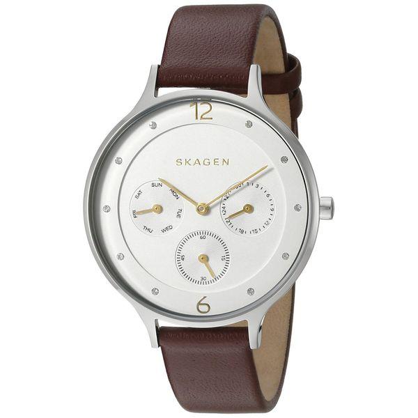 Skagen Anita Burgundy Leather Strap Ladies Watch SKW2394