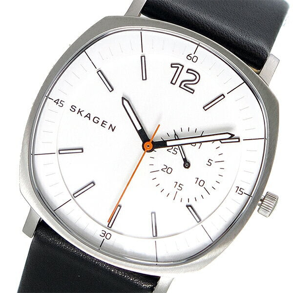 Skagen Rungsted White Dial Black Leather Men's Watch SKW6256