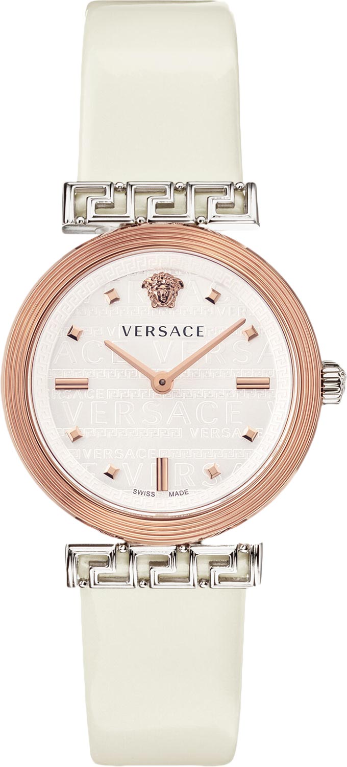 Versace Meander White Leather Strap Women's Watch - VELW00120