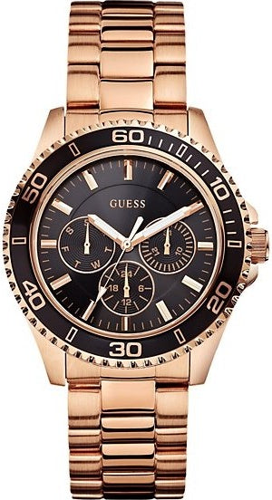 Guess Black and Rose Gold-Tone Ladies W0231L7