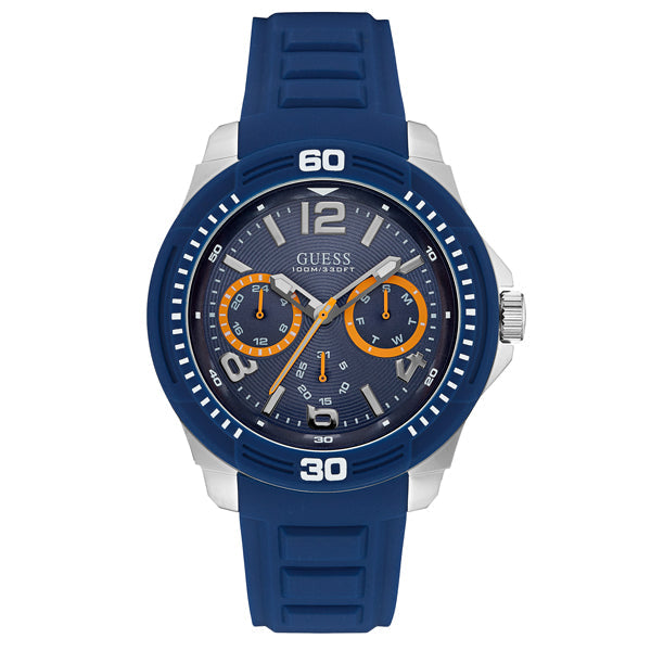 Guess Trade Blue Dial Blue Silicone Strap Men's Watch  W0967G2 - Dawson Watches