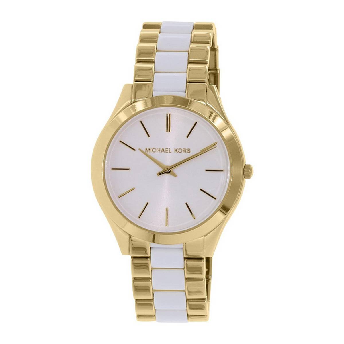 Michael Kors Slim Runway White Dial Gold Unisex Watch MK4295