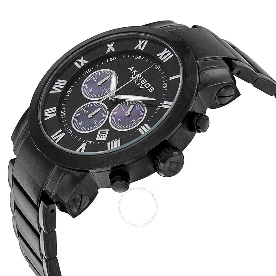 Akribos Chronograph Black Dial Black PVD Men's Watch AK622BK - Dawson Watches #2