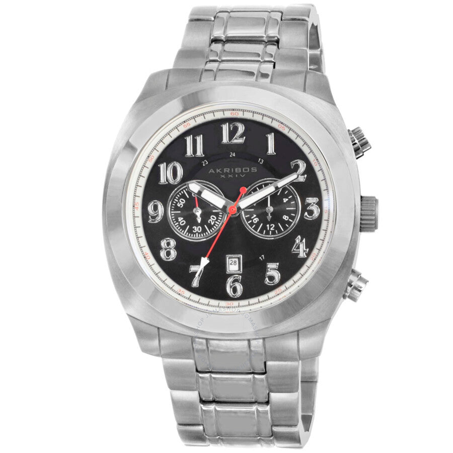 Akribos Black Dial Chronograph Stainless Steel Men's Watch AK624SS - Dawson Watches