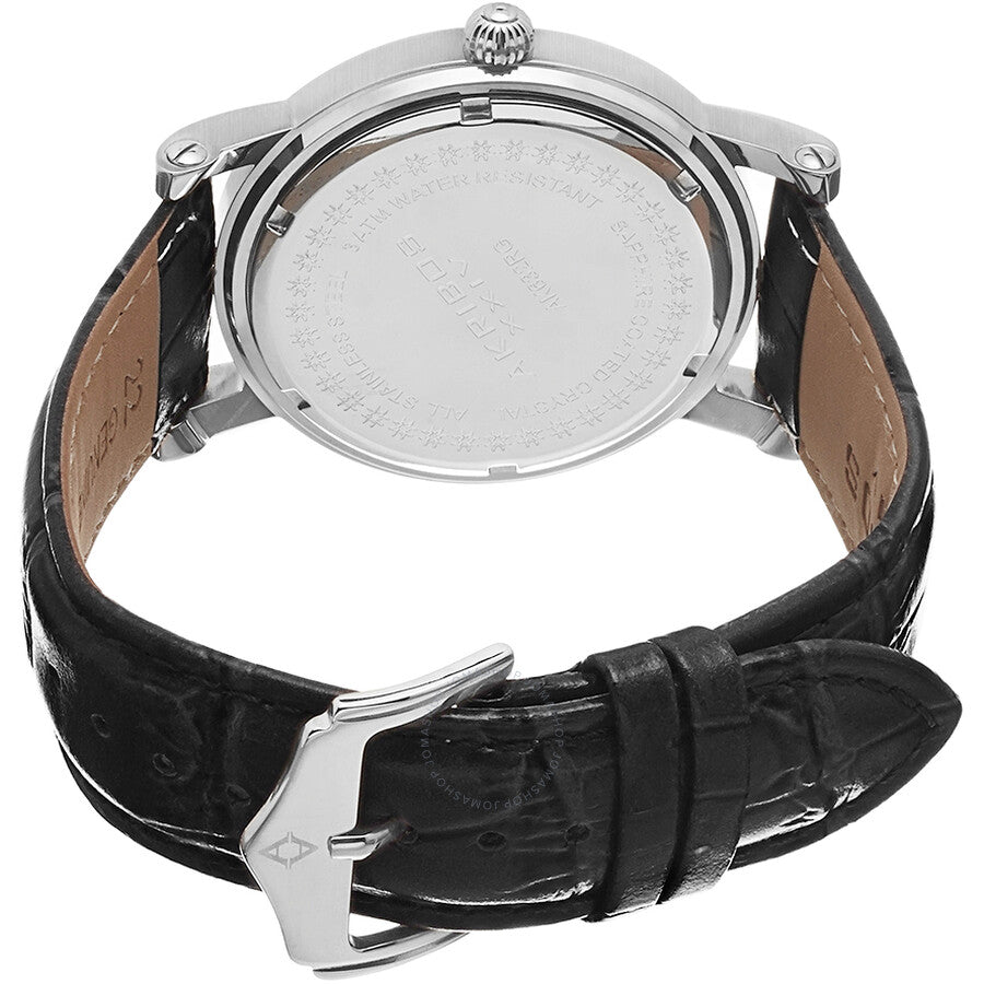 Akribos Cream Dial Black Leather Men's Watch AK632SSW - Dawson Watches #3