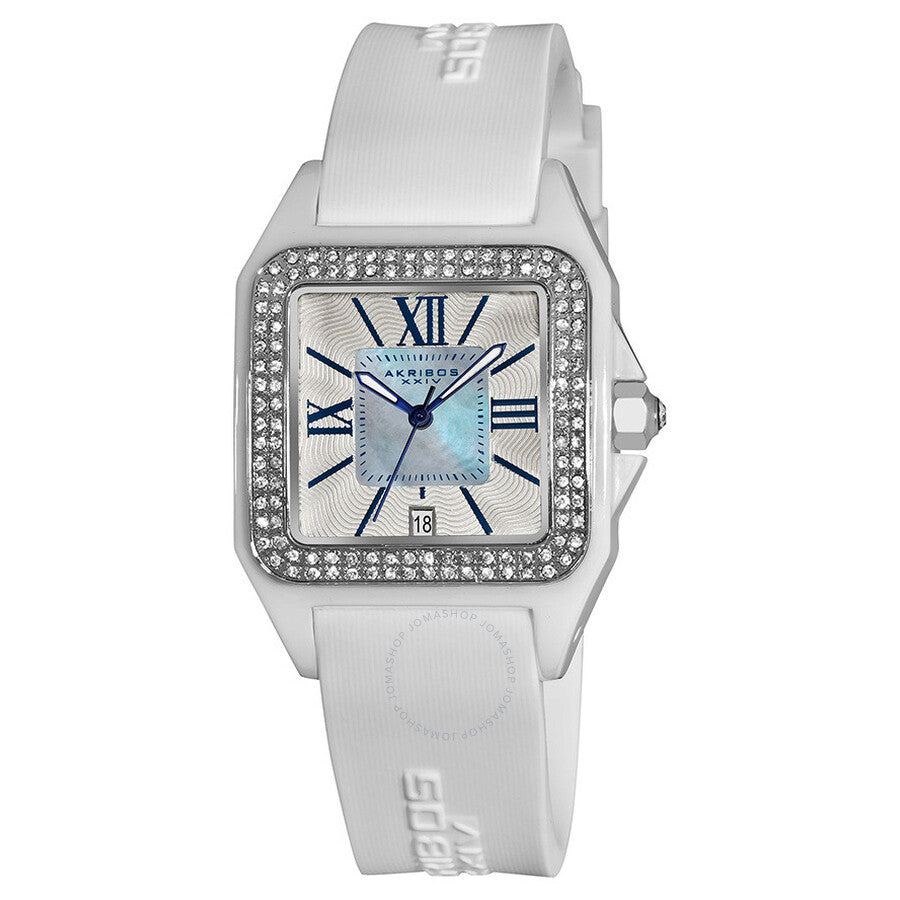Akribos Mother of Pearl Dial White Ceramic Ladies Watch AK546WT - Dawson Watches