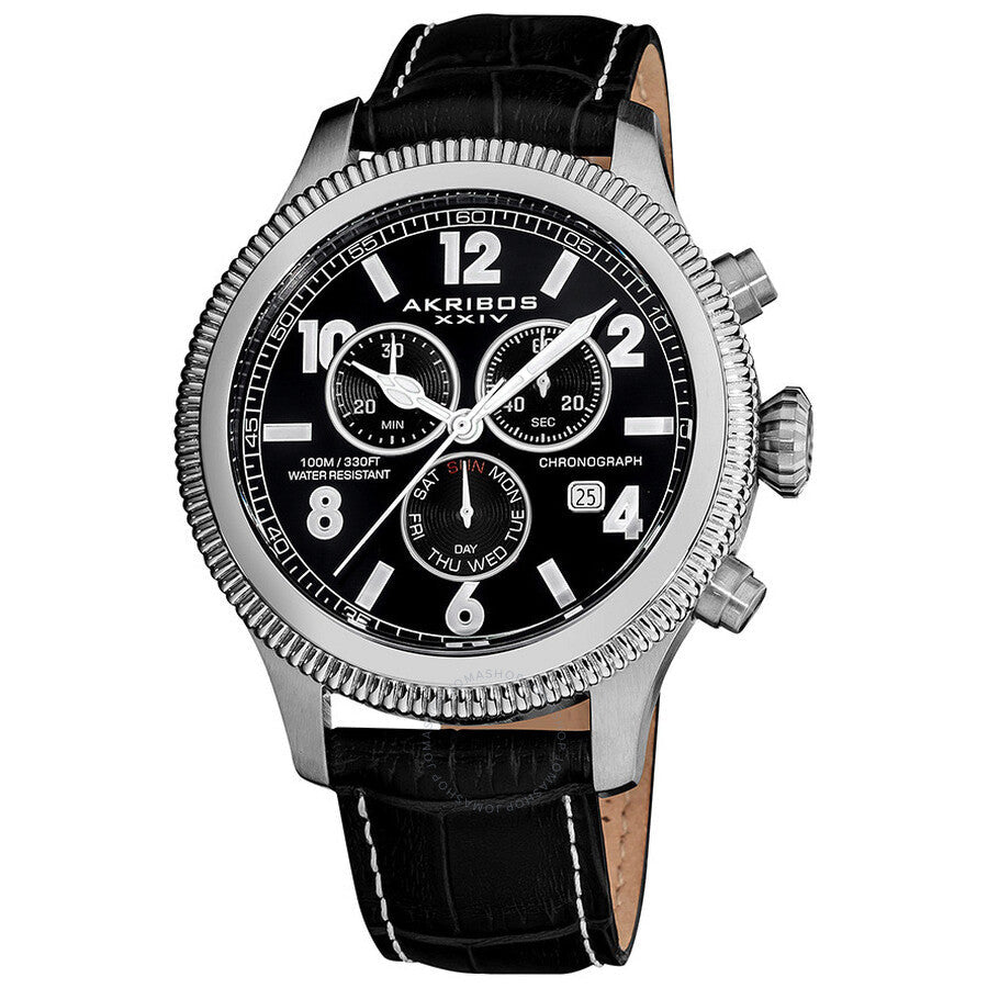 Akribos Ultimate Chronograph Stainless Steel Men's Watch AK575BK - Dawson Watches