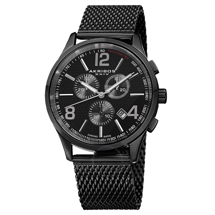 Akribos XXIV Black Dial Black Ion-plated Men's Watch AK719BK - Dawson Watches