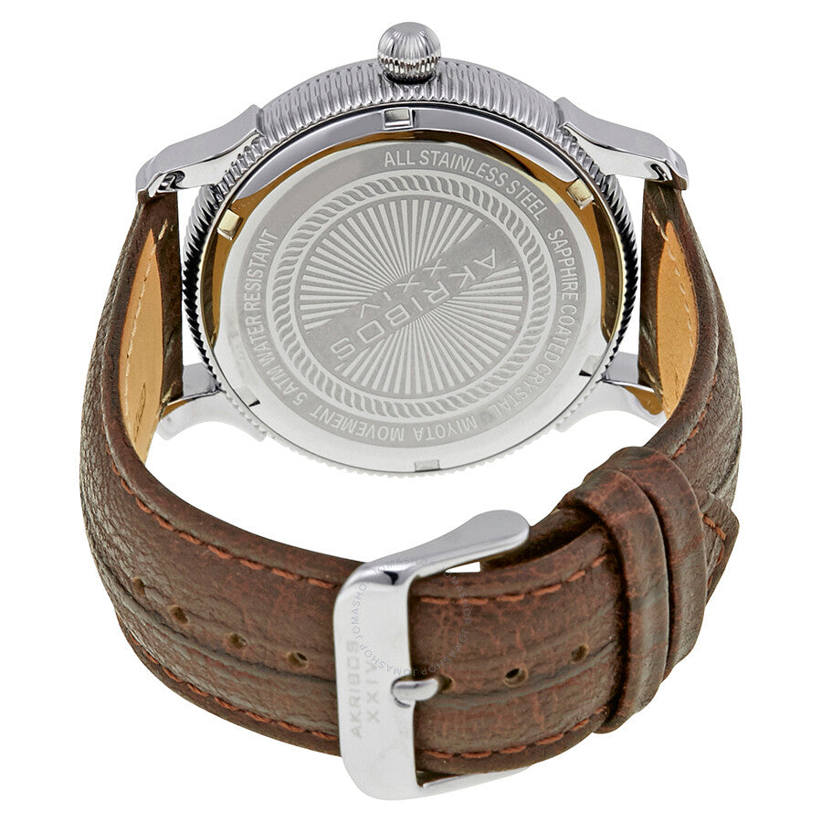 Akribos XXIV Black Dial Brown Leather Men's  Watch AK726BR - The Watches Men & Co #3