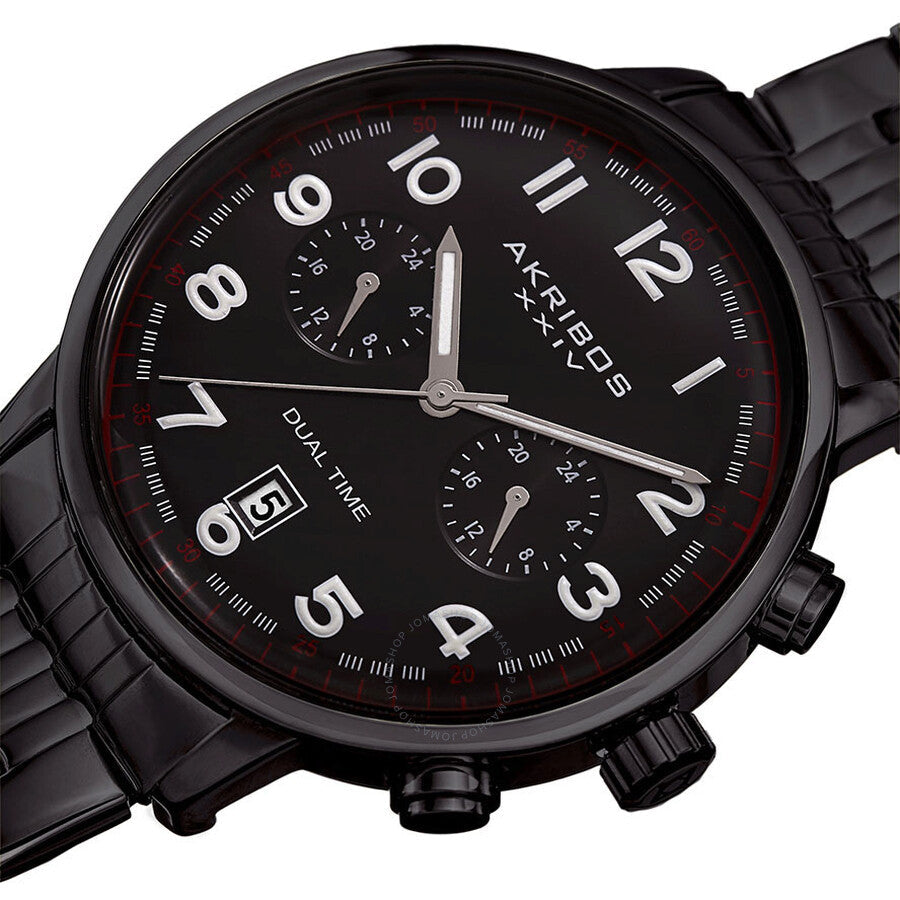 Akribos XXIV Black Dial Dual Time Men's Watch AK942BK - The Watches Men & Co #2