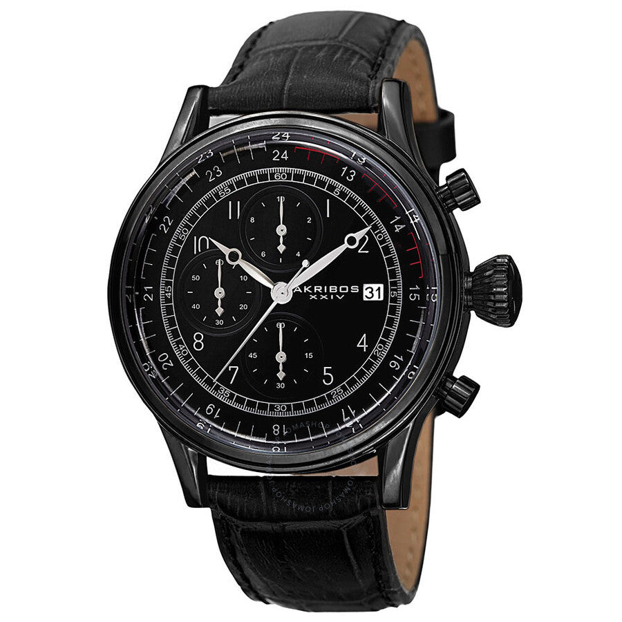 Akribos XXIV Chronograph Quartz Black Dial Men's Watch AK798BK - Dawson Watches