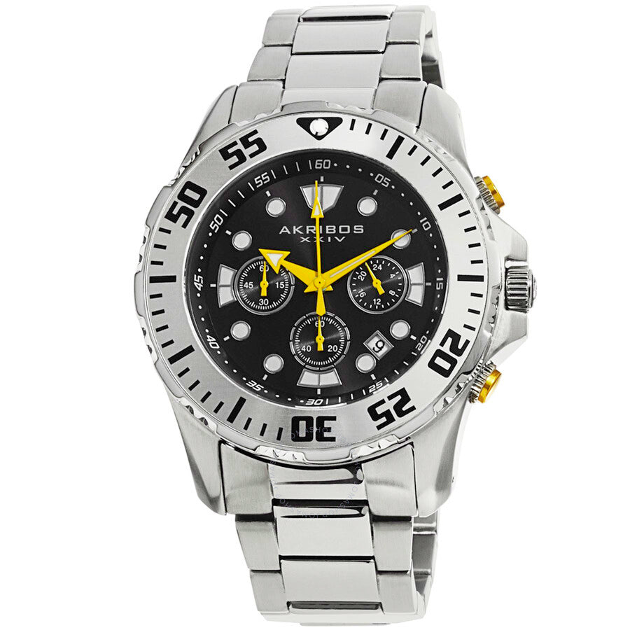 Akribos XXIV Black Dial Stainless Steel Men's Watch AK661SSB - Dawson Watches