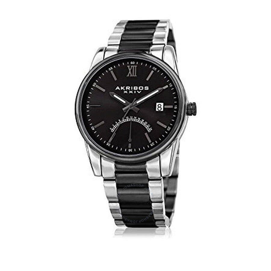 Akribos XXIV Black Dial Two-tone Men's Watch AK962TTB - Dawson Watches