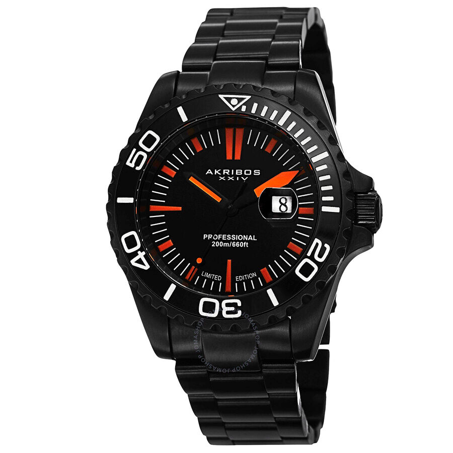 Akribos XXIV Black IP Stainless Steel Men's Watch AK735BK - Dawson Watches