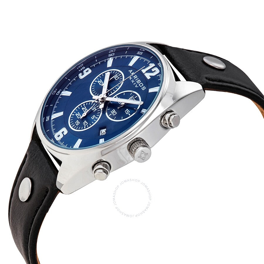 Akribos XXIV Blue Dial Men's Chronograph Leather Watch AK969BKBU - The Watches Men & Co #2