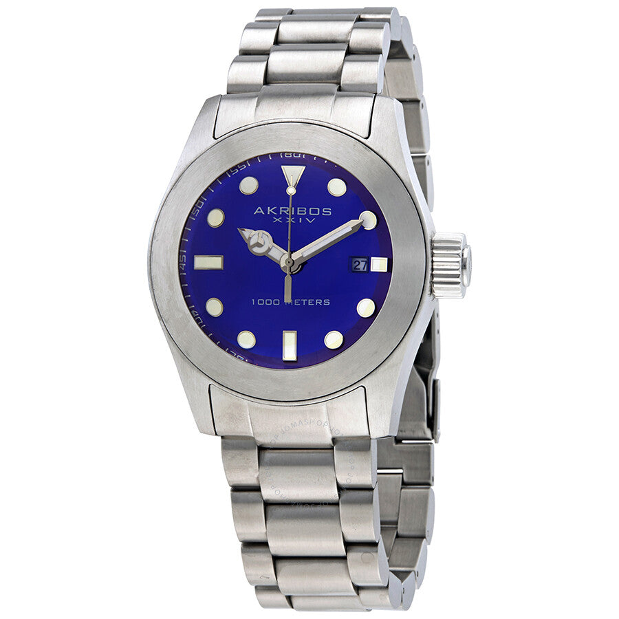 Akribos XXIV Blue Dial Stainless Steel Men's Watch AK730BU - Dawson Watches
