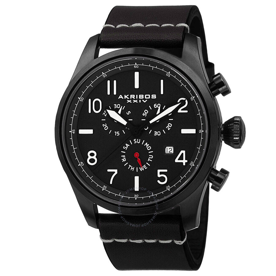Akribos XXIV Chronograph Black Dial Black Ion-plated Men's Watch AK705BK - Dawson Watches