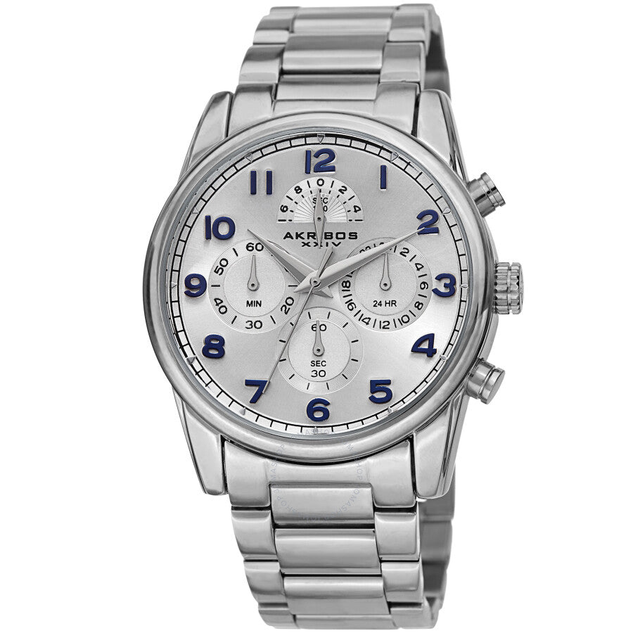Akribos XXIV Chronograph Quartz Silver Dial Men's Watch AK1042SS - Dawson Watches
