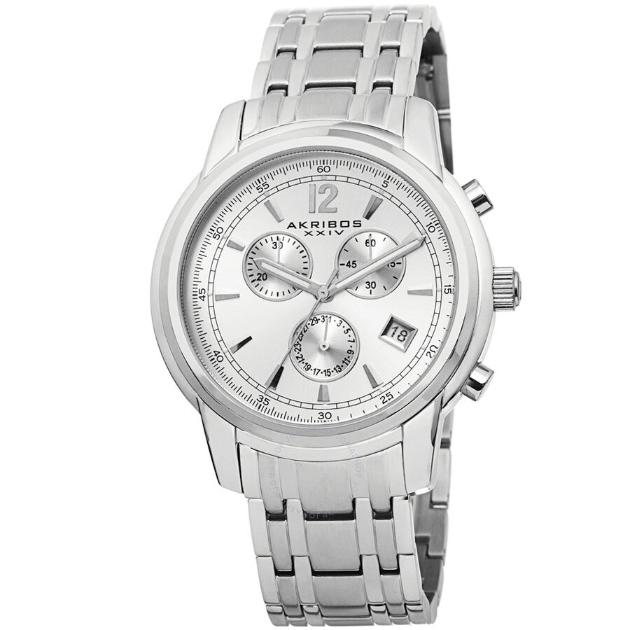 Akribos XXIV Chronograph Silver Dial Men's Watch AK692SSW - Dawson Watches