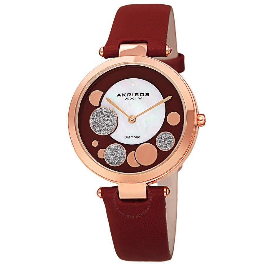 Akribos XXIV Quartz Diamond Red Dial Ladies Watch AK1069BUR - Dawson Watches
