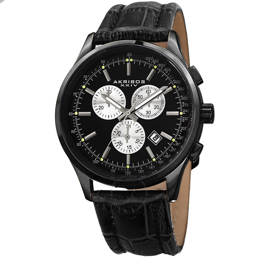 Akribos XXIV Enterprise Chronograph Quartz Black Dial Men's Watch P50132 - Dawson Watches