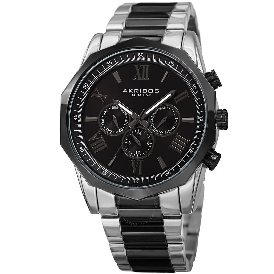 Akribos XXIV Enterprise Quartz Black Dial Men's Watch P50163 - The Watches Men & Co