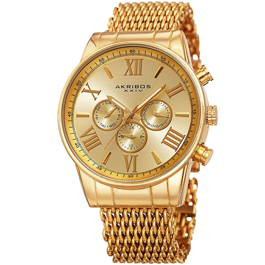Akribos XXIV Enterprise Quartz Gold Dial Men's Watch P50156 - Dawson Watches