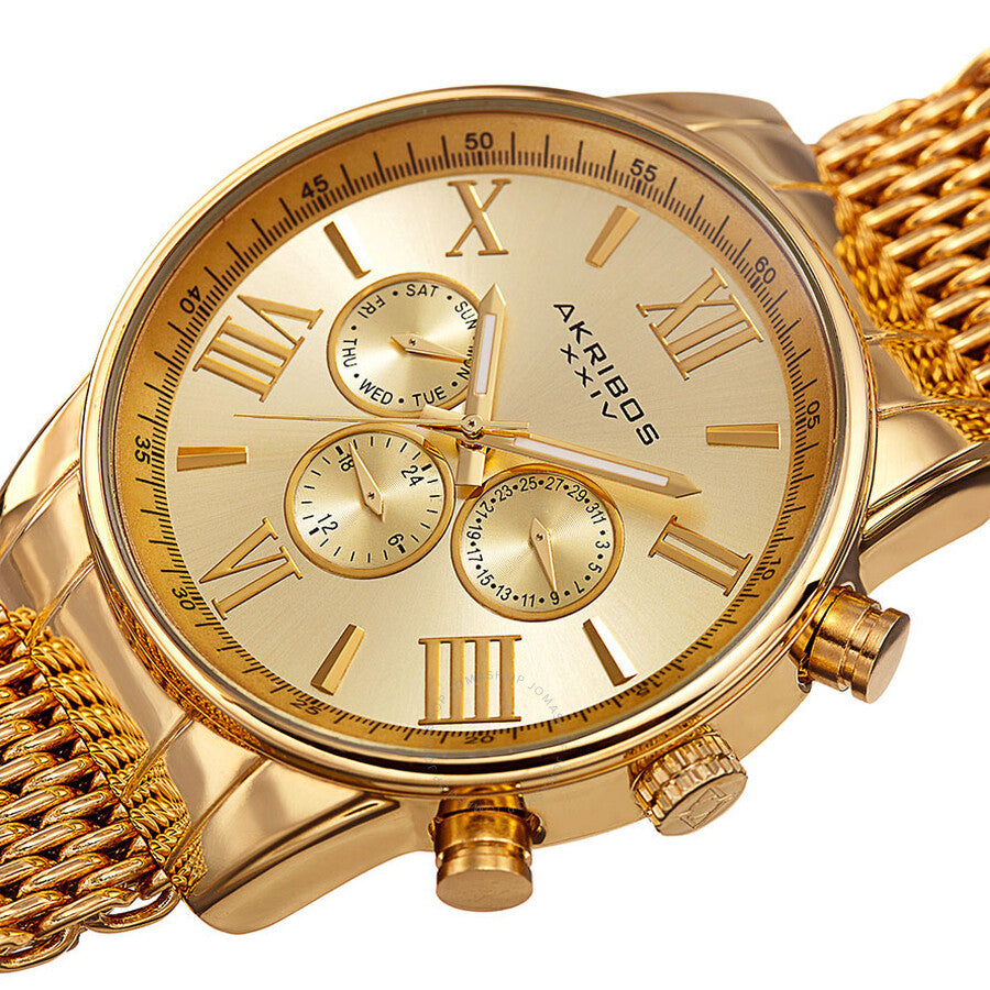 Akribos XXIV Enterprise Quartz Gold Dial Men's Watch P50156 - Dawson Watches #2