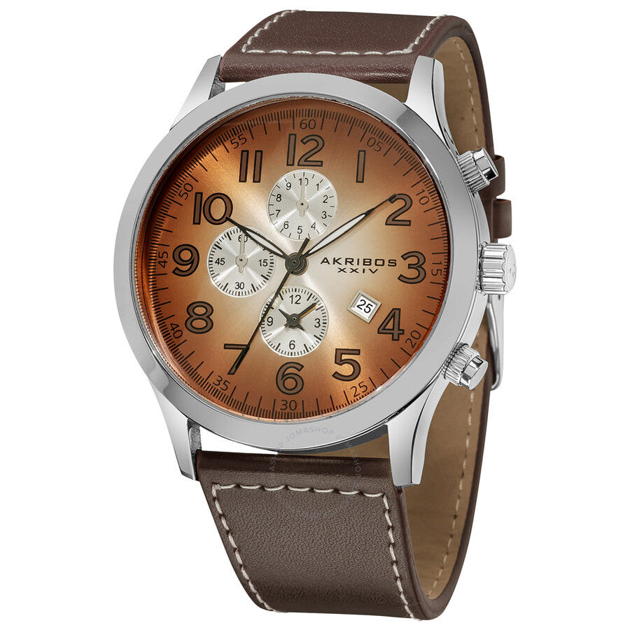 Akribos XXIV Essential Chronograph Quartz Brown-White Gradient Dial Men's Watch AK603BR - Dawson Watches