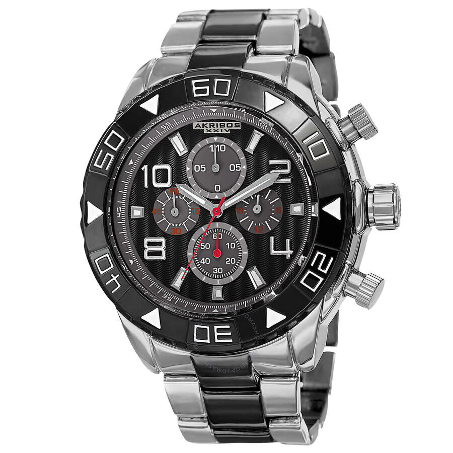 Akribos XXIV Extremis Chronograph Quartz Black Dial Men's Watch P50125 - Dawson Watches