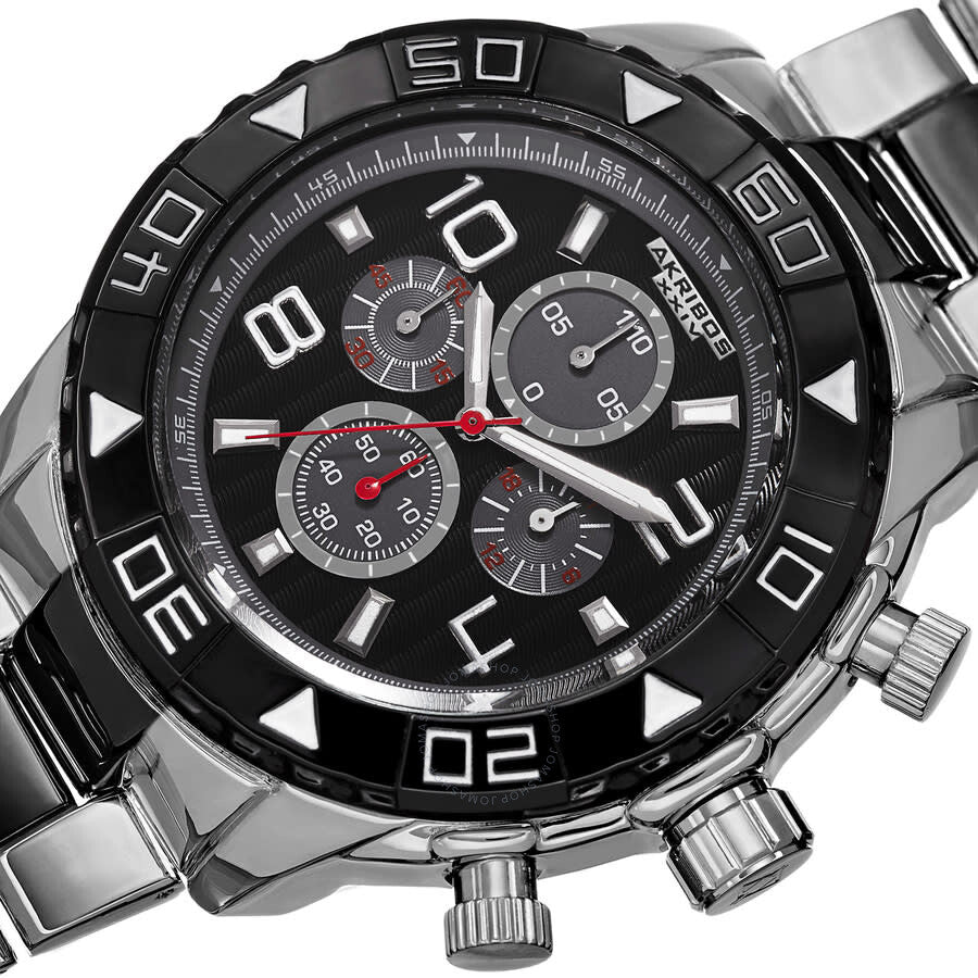Akribos XXIV Extremis Chronograph Quartz Black Dial Men's Watch P50125 - Dawson Watches #2