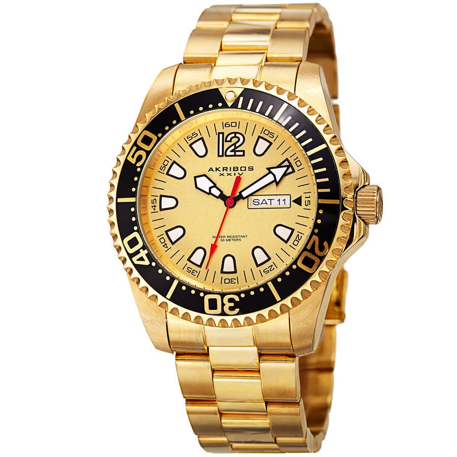 Akribos XXIV Extremis Quartz Gold Dial Men's Watch P50172 - Dawson Watches