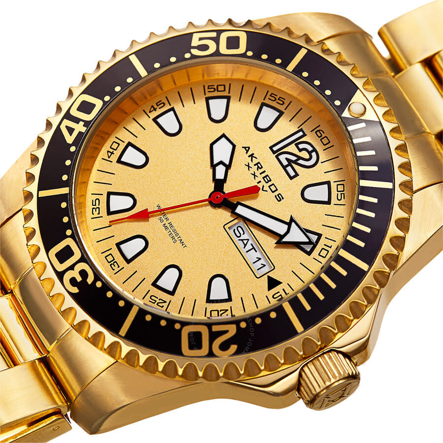 Akribos XXIV Extremis Quartz Gold Dial Men's Watch P50172 - Dawson Watches #2
