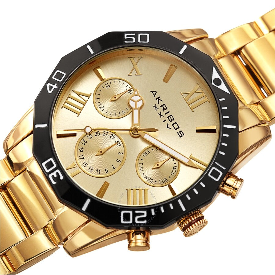 Akribos XXIV Gold Dial Dodecagon Men's Watch AK1054YG - The Watches Men & Co #2