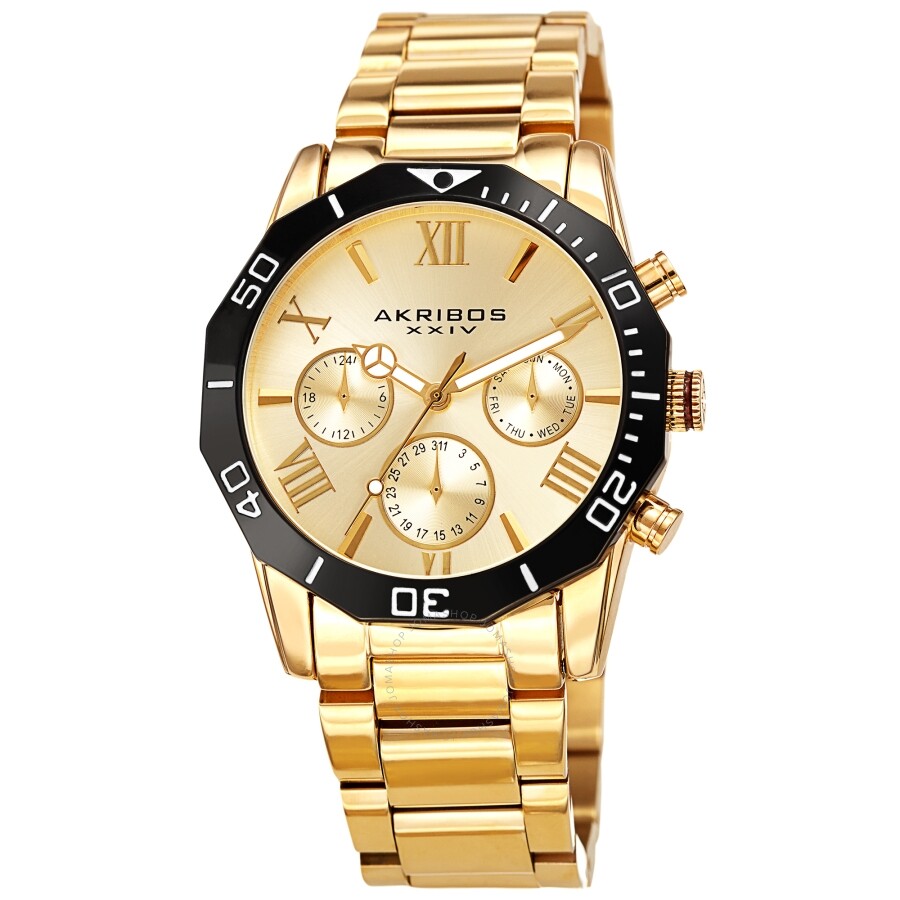 Akribos XXIV Gold Dial Dodecagon Men's Watch AK1054YG - Dawson Watches