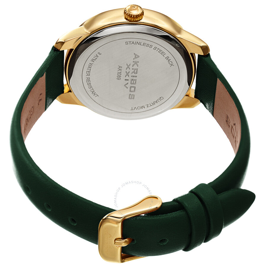 Akribos XXIV Green Dial Green Leather Ladies Watch AK1089GN - Dawson Watches #4