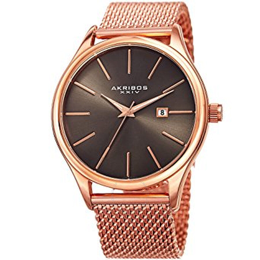 Akribos XXIV Gunmetal Dial Rose Gold-tone Men's Watch AK959RGGN - Dawson Watches