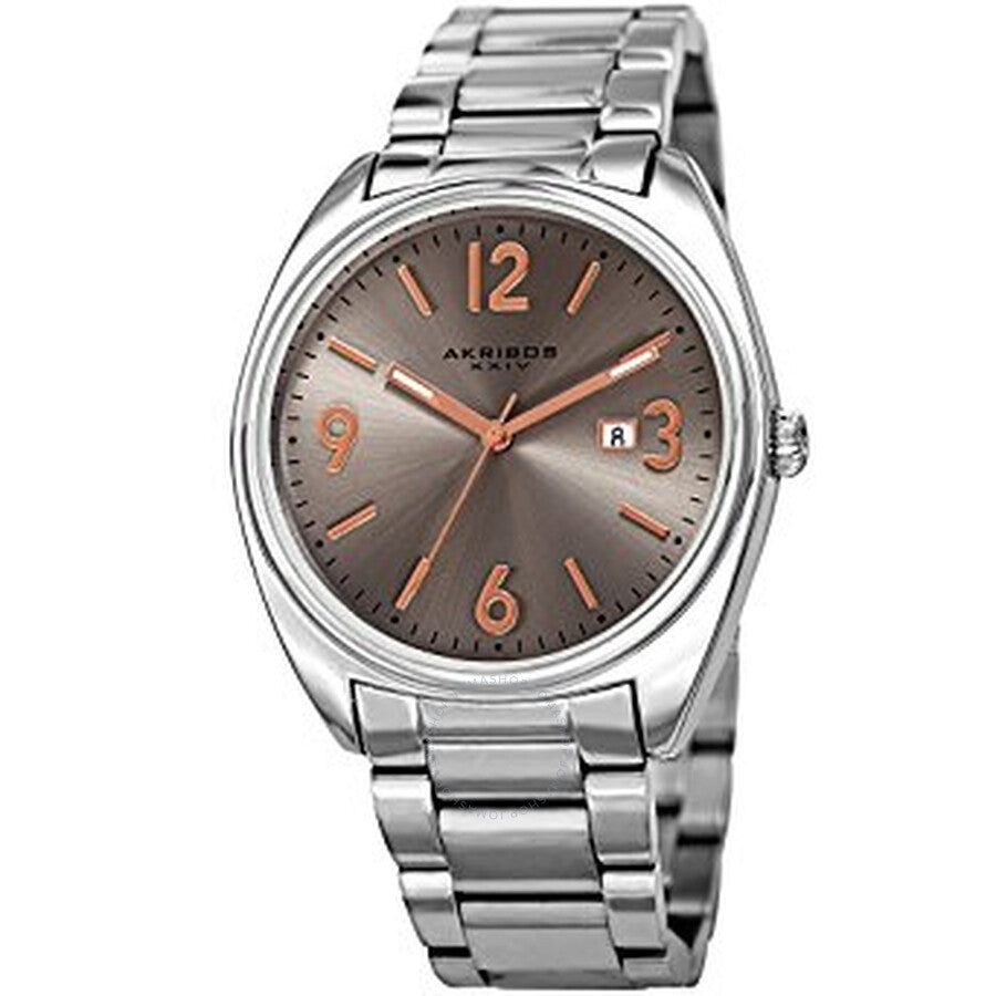 Akribos XXIV Gunmetal Dial Stainless Steel Men's Watch AK957SS - Dawson Watches