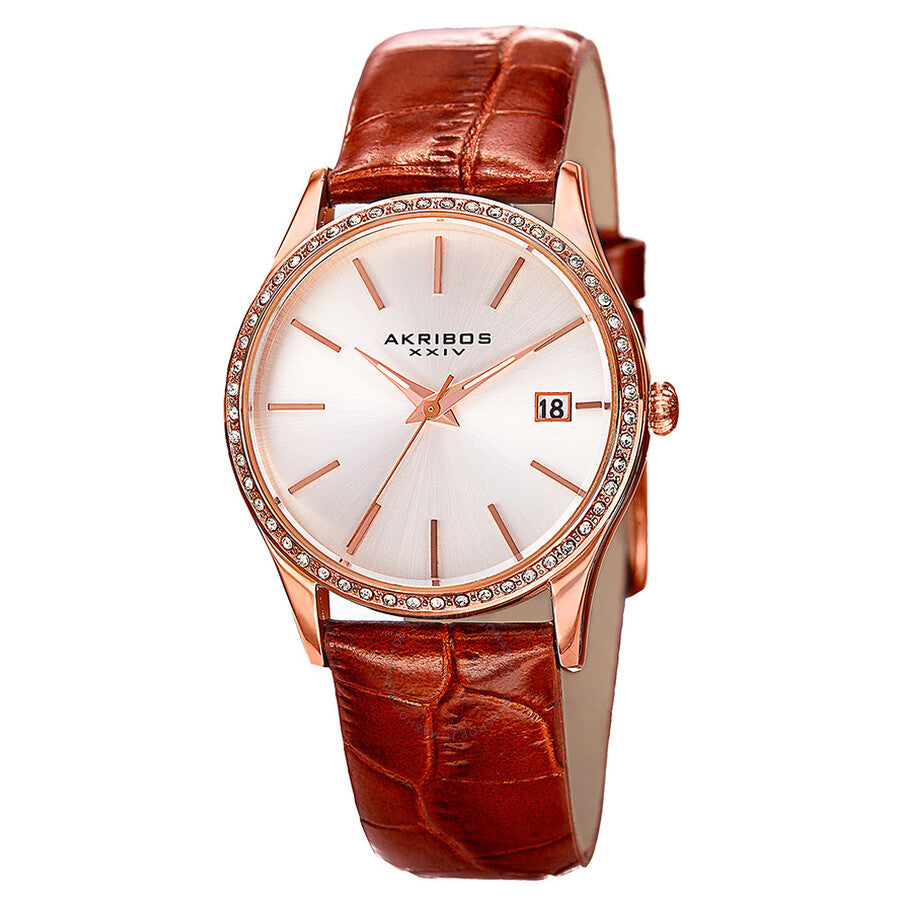 Akribos XXIV Lumin Quartz Silver Dial Ladies Watch P50141 - Dawson Watches