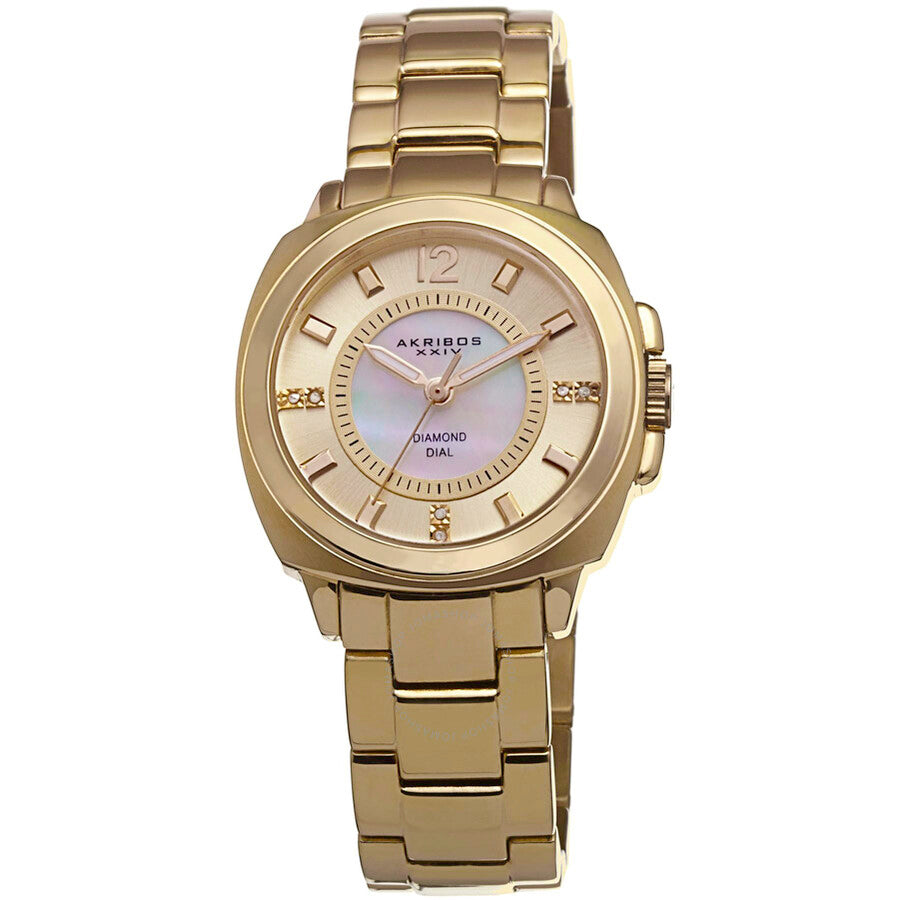 Akribos XXIV Mother of Pearl Dial Gold-tone Ladies Watch AK668YG - Dawson Watches