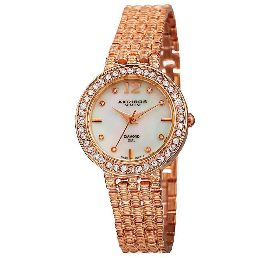 Akribos XXIV Mother of Pearl Dial Rose Gold-tone Alloy Ladies Watch AK757RG - Dawson Watches