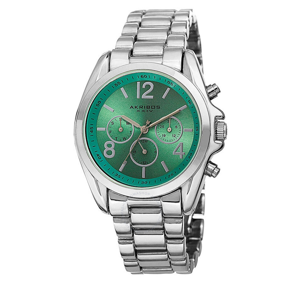 Akribos XXIV Multi-Function Green Dial Ladies Watch AK760SSTQ - Dawson Watches