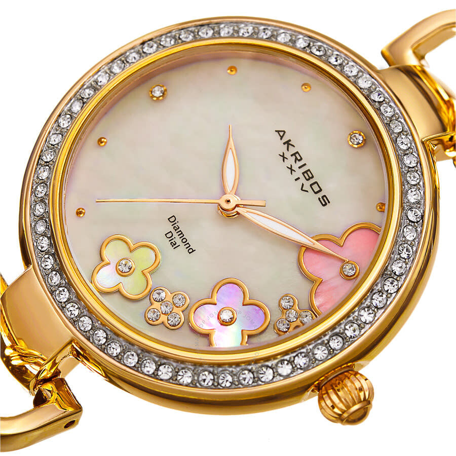 Akribos XXIV Ornate Quartz Diamond White Dial Ladies Watch P50140 - The Watches Men & Co #2